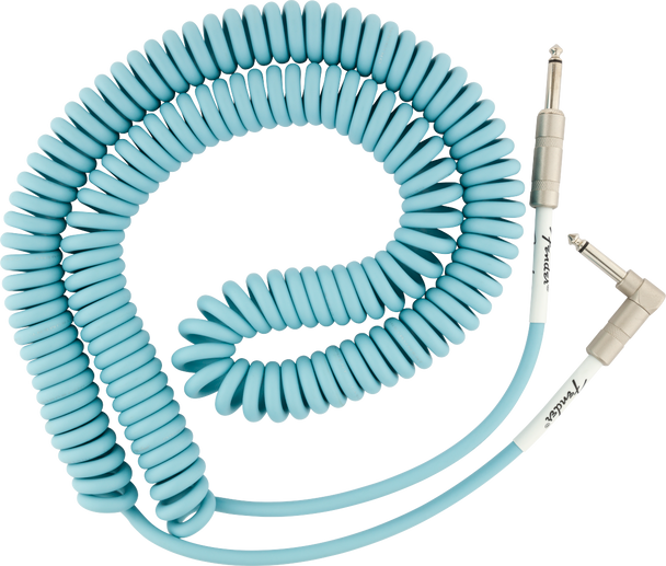 Fender Original Series Coil Cable, Straight-Angle, 30', Daphne Blue