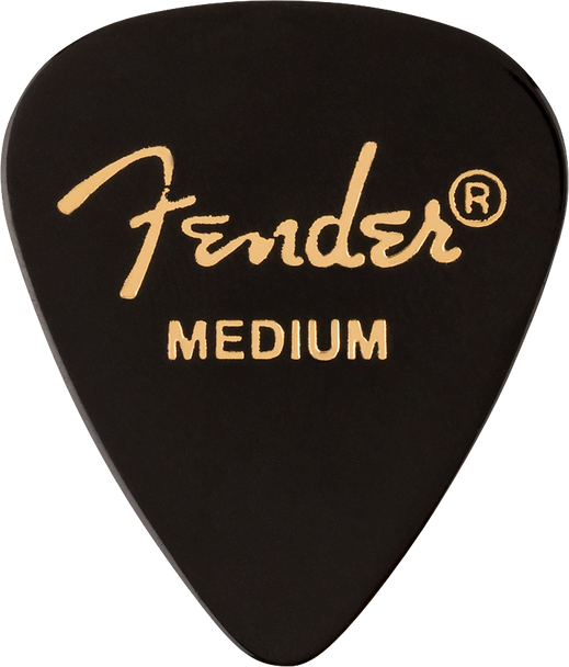 Fender Classic Celluloid, Black, 351 Shape, Medium Picks - 12 Pack