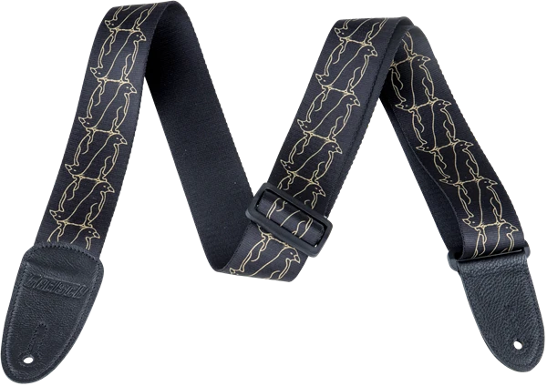 Gretsch Alternating Black Penguins Strap - Black/Gold