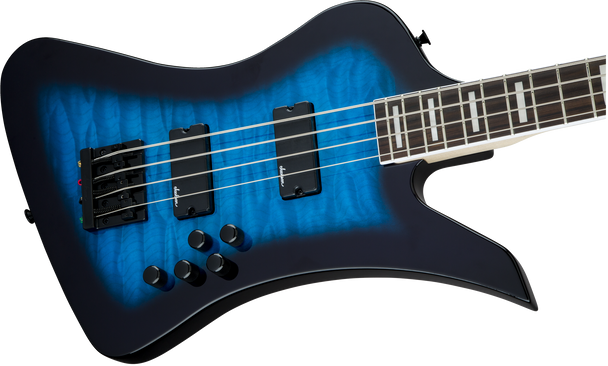 Jackson JS Series Kelly Bird JS3Q, Amaranth Fingerboard, Transparent Blue Burst