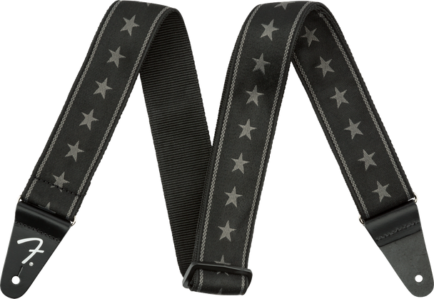 Fender Nylon Stars and Stripes Strap, Black/Grey, 2"