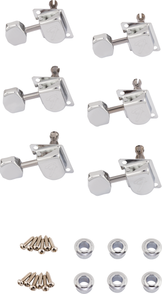 Fender 70s "F" Style Stratocaster/Telecaster Tuning Machines, Left-Handed, Chrome, Set of 6