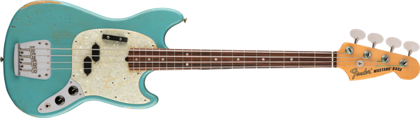 Fender JMJ Road Worn Mustang Bass, Rosewood Fingerboard, Faded Daphne Blue