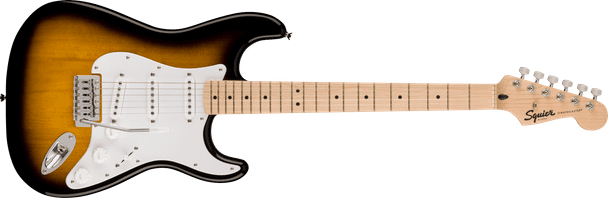 Squier Sonic Stratocaster, Maple Fingerboard, White Pickguard, 2-Color Sunburst