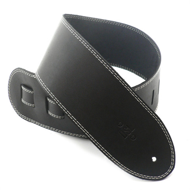DSL 3.5" Single Ply Black/Beige Stitch Guitar Strap