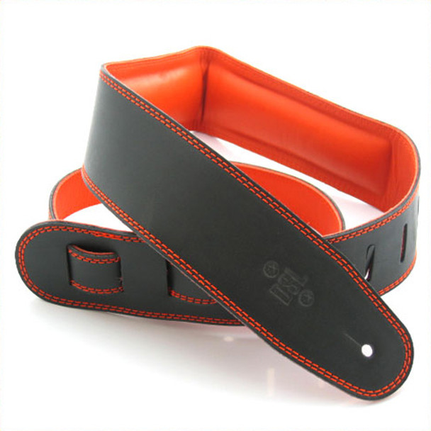 DSL 2.5" Padded Garment Black/Orange Guitar Strap