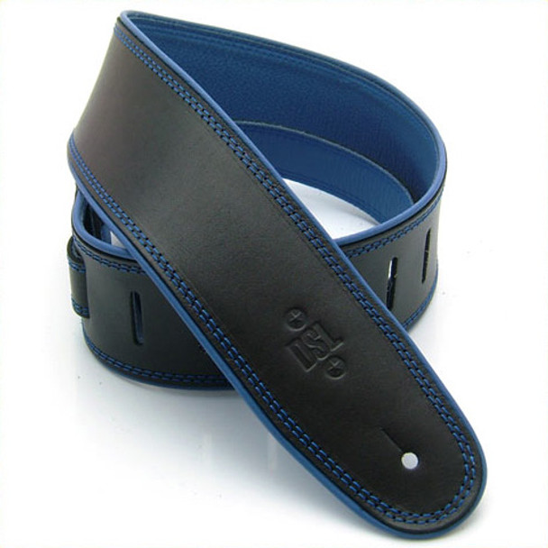 DSL 2.5" Rolled Edge Black/Blue Guitar Strap