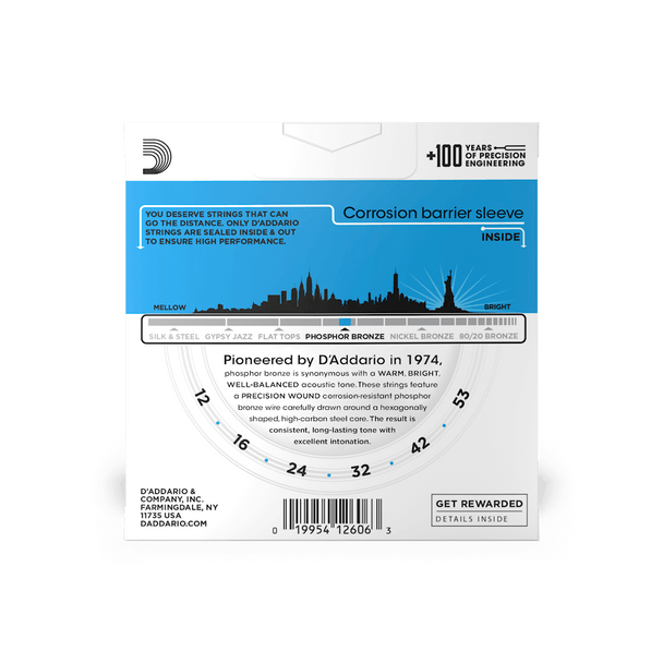 D'addario EJ16 Phosphor Bronze 12-53 3 Pack