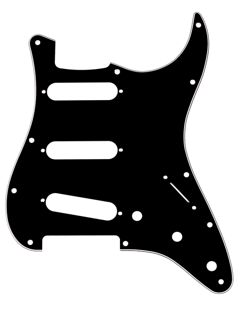 Fender Pickguard, Stratocaster® S/S/S, 11-Hole Mount, Black/White/Black, 3-Ply