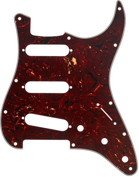 Fender Stratocaster Pickguard, SSS, Tortoise Shell, 4-Ply, 11-Hole, Modern Style