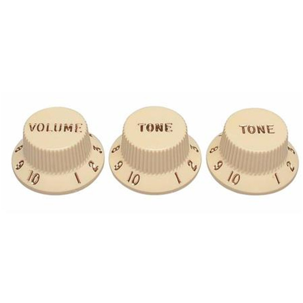 Fender Stratocaster Plastic Push-on Control Knobs, Set of 3, Aged White