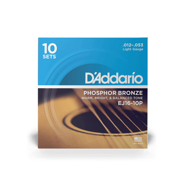 D'Addario EJ16-10P Phosphor Bronze 12-53 10-Pack