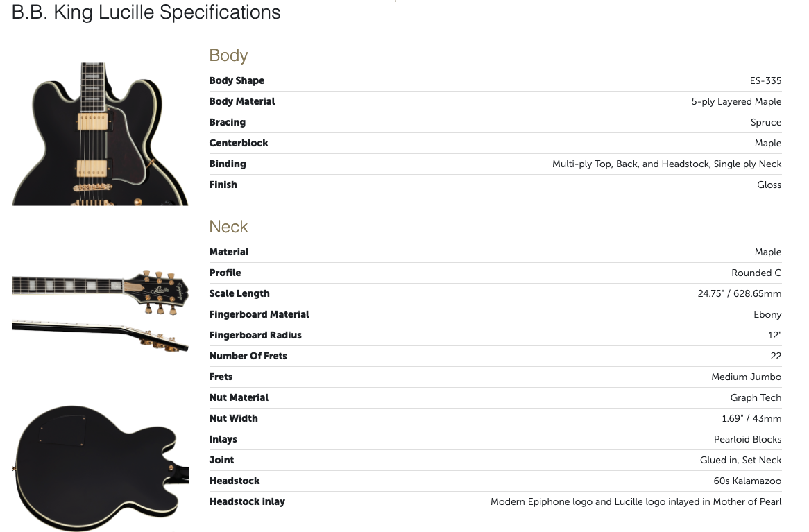 Epiphone es 335 2024 lucille bb king