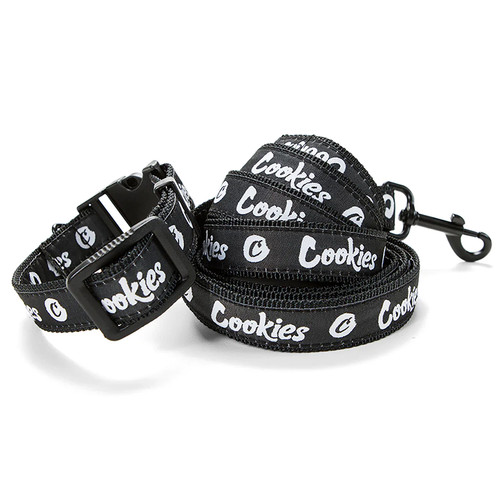 Cookies Dog Leash and Collar Original Mint Nylon Black