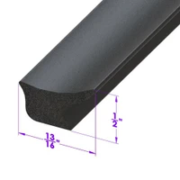 Sold By The Foot - Door Side Seal. Smooth, black, skin-covered sponge-LP 41-M