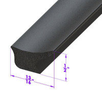Door Side Seal.  Smooth, black, skin-covered sponge  -LP 41-M