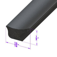 Sold By The Foot - Door Side Seal. Smooth, black, skin-covered sponge-LP 41-M