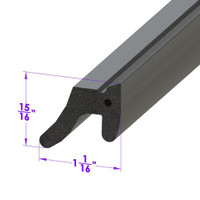 Top Bow to Header Seal, for Convertibles.  Sold by the foot  -LP 120-B