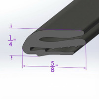 Sold By The Foot - Extruded Header Seal. For front of convertible top-LP 300-/FT