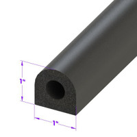 D Shaped Extrusion.  1" wide X 1" high.  Sold by the foot-LP 80-B