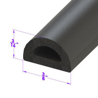 D Shaped Extrusion.  .354" wide X .216 high-LP 80-C