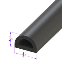 Sold By The Foot - D Shaped Extrusion. 3/8" wide X 1/4" high-LP 80-D
