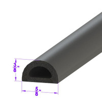 D Shaped Extrusion.  5/8" wide X 3/8" high-LP 80-F