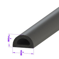 Sold By The Foot - D Shaped Extrusion. 5/8" wide X 3/8" high-LP 80-F