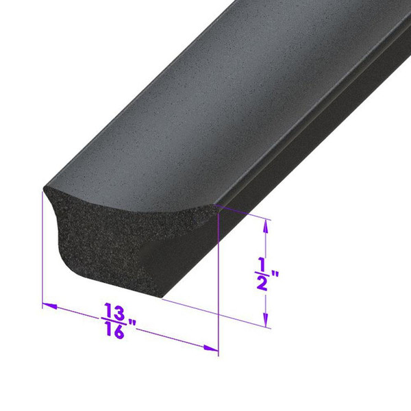 Sold By The Foot - Door Side Seal. Smooth, black, skin-covered sponge-LP 41-M