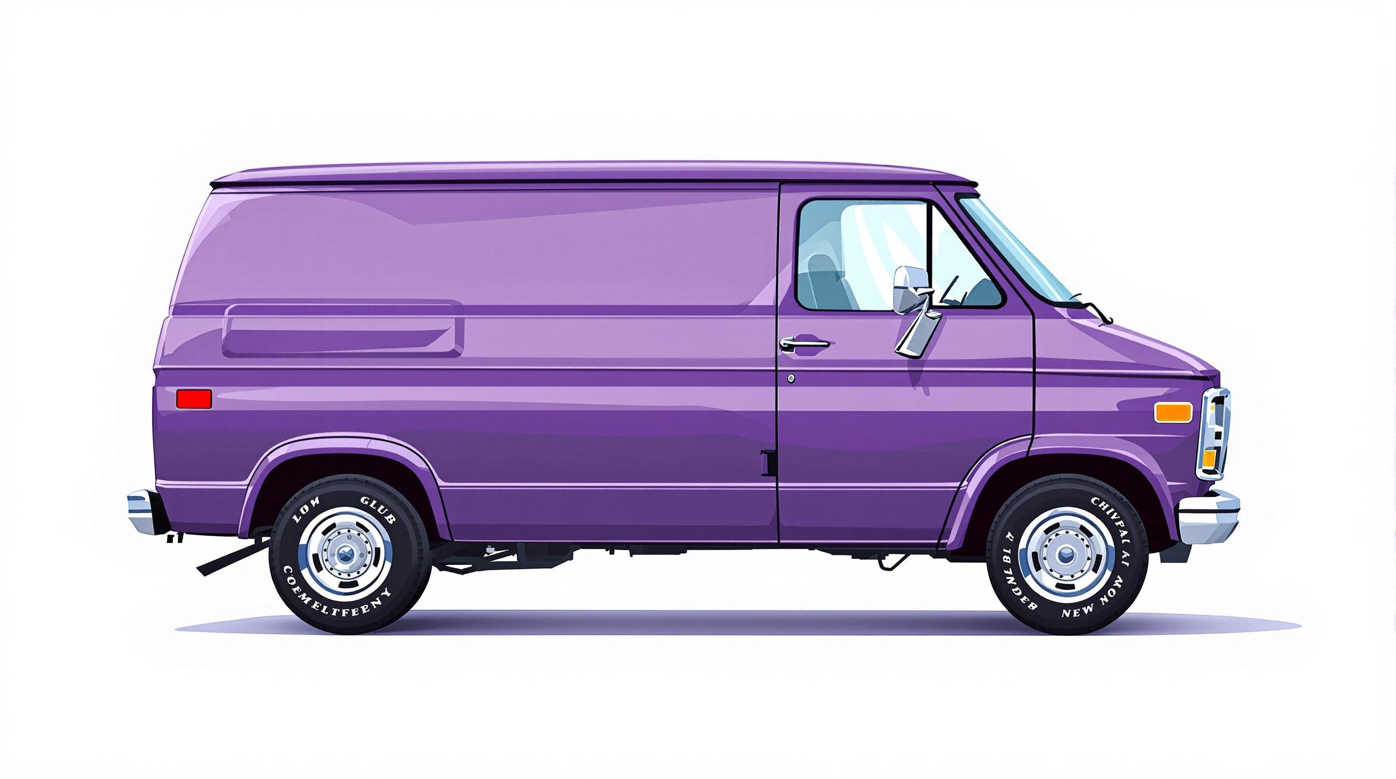 Chevy Van G20 アートプリント B1サイズ CHEVROLET G20 CHEVY VAN (1988) LINE ART VECTOR FILE Black wh