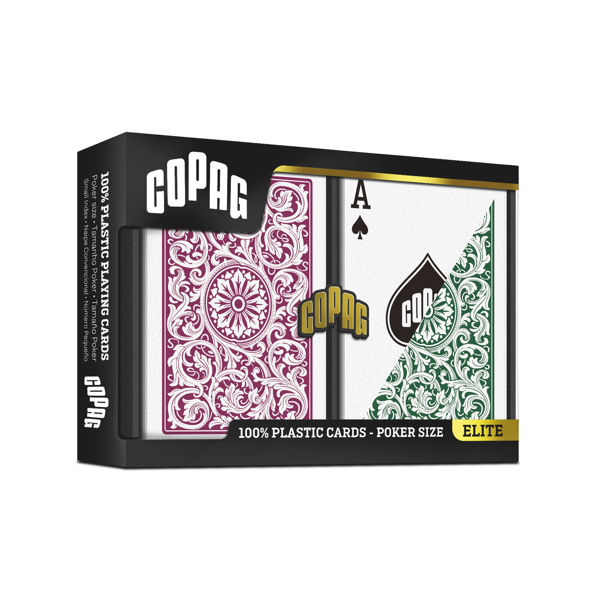 COPAG Elite - Jumbo Face - 2 index - Green/Burgundy Double-Deck