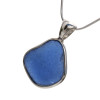 A stunning medium blue set in a secure silversmithed setting. This setting does NOT alter the sea glass in anyway.