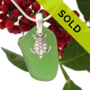 This green sea glass necklace with sea turtle charm has sold!