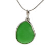 Vivid Green Sea Glass In Sterling Deluxe Wire Bezel©
Natural UNALTERED sea glass left just the way it was found on the beach!