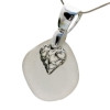 HUGE Pure White Sea Glass Necklace With Hearts Charm On Xtra LG Bail - S/S CHAIN INCLUDED