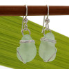 Petite perfect seafoam green sea glass earrings in silver.
