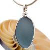 A deep stormy gray blue LARGE piece of English sea glass set in our classic, elegant Original Wire Bezel© setting in sterling silver