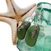 Seaweed Green Sea Glass Earrings In S/S W/ Seahorses
Natural sea glass from Puerto Rico