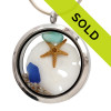 Summer Treasures- Genuine Sea Glass, Sandollar & Beach Sand - JUMBO 35MM Locket