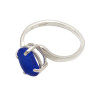 A simple blue sea glass ring is silver.