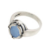 A perfect piece of Carolina Blue sea glass in a back set signet ring setting.