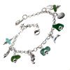 Aqua sea glass from Hawaii is combined with solid sterling beach charms for a beautiful sea glass bracelet.