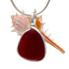 Ultra rare mixed red sea glass from Seaham England in our Original Wire Bezel© setting in silver.