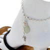 Solid sterling silver anklet with a bezel set seafoam green sea glass and a silver seahorse charm.