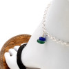 An aqua green & cobalt blue sea glass anklet for your beach trips this summer.

Solid Sterling flop charm and a delicate diamond cut rolo chain with soldered utility links ensure this piece will remain with you always!