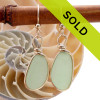 Genuine beach found seafoam green sea glass earrings in a 14K Rolled Gold Original Wire Bezel setting.
Sorry this sea glass jewelry item is no longer avaiable.
