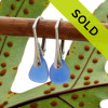 A great pair of petite blue sea glass lever back earrings for any sea glass lover!
Sorry this sea glass jewelry item has been sold!