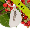 White Sea Glass Necklace With Seahorse Charm Sterling Bail - S/S CHAIN INCLUDED