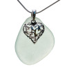A  nice sea glass necklace with silver elements.
