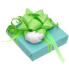 Our Regular gift wrapping comes in a Tiffany blue with green ribbons and bows.